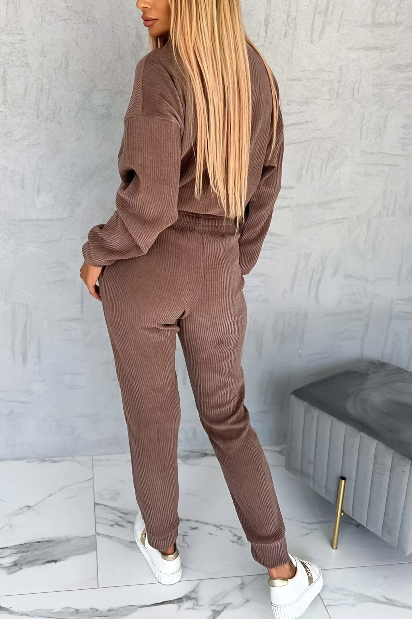 Women's casual solid color pit strip suit