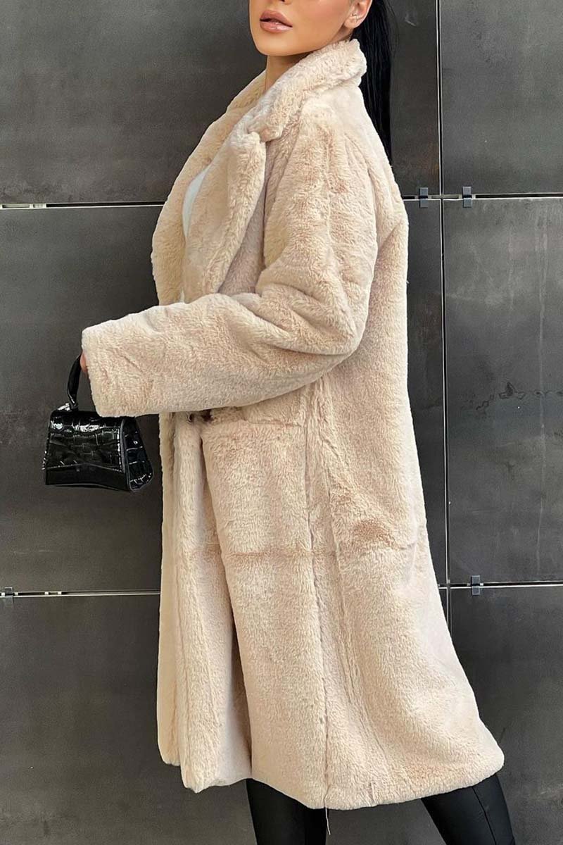 Women's fashionable solid color lapel coat