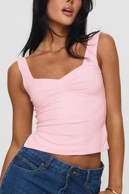 Women's Casual Sleeveless Backless Camisole T-shirt pink