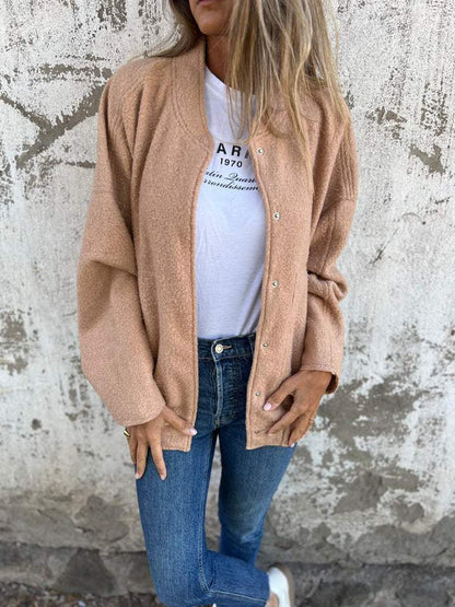 Casual Round Neck Single Breasted Jacket