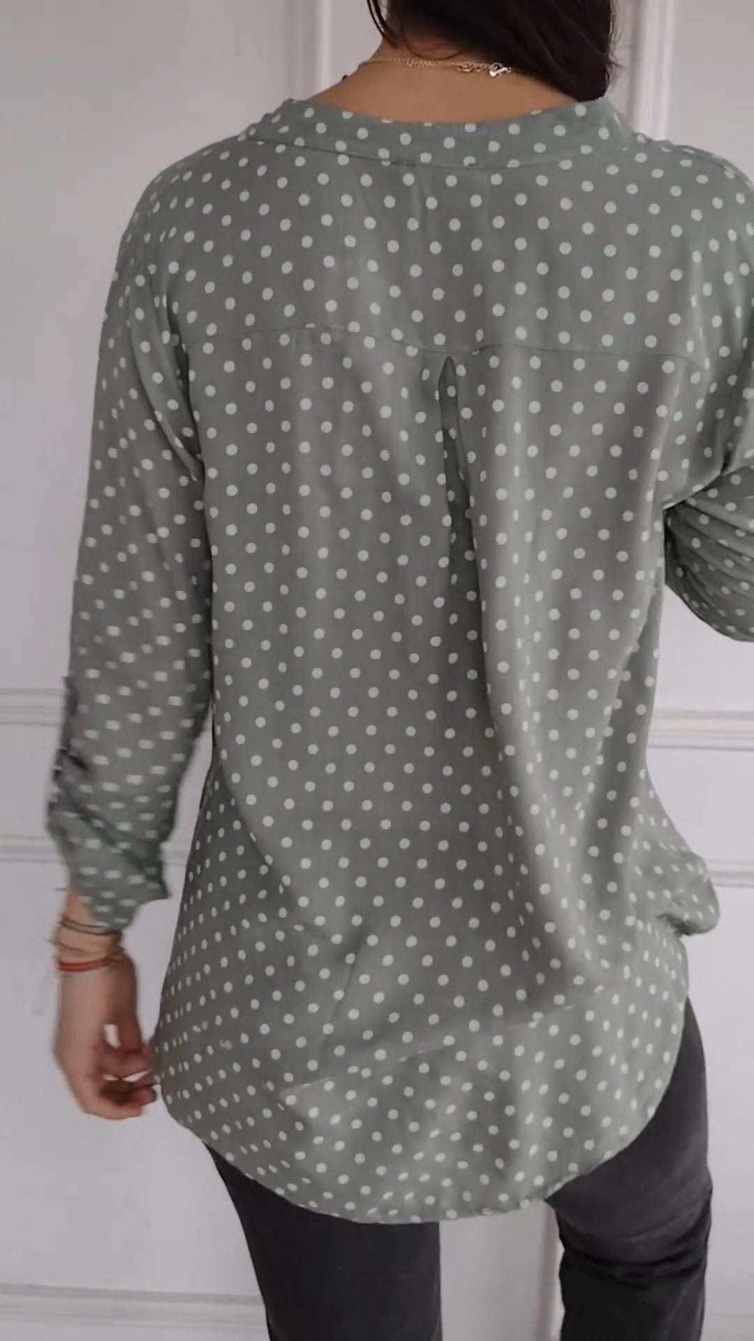 Women's V-neck Polka Dot Sequined Casual Shirt