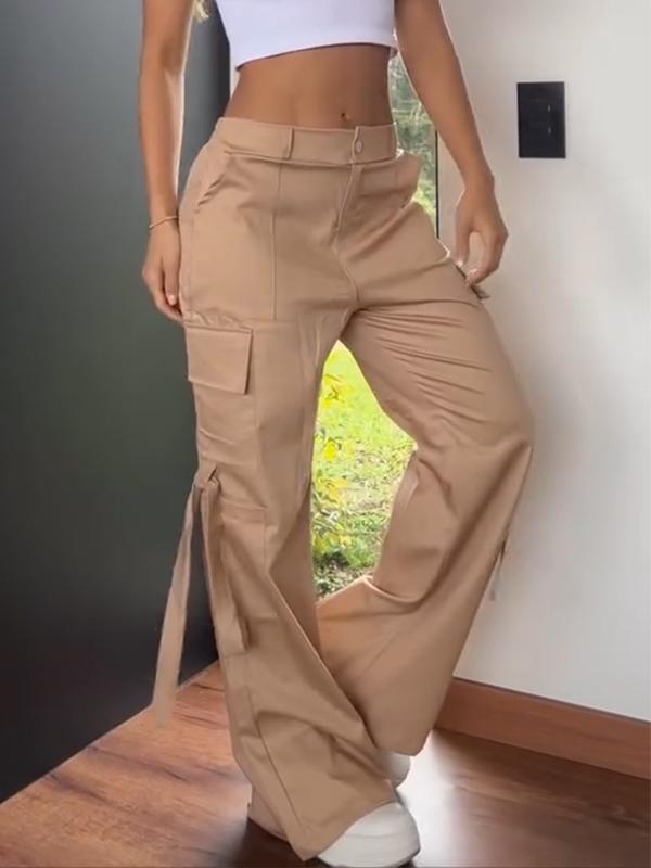 Women's solid color casual work trousers Apricot