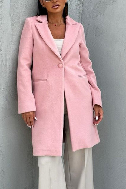 Women's Casual Lapel Solid Color Coat