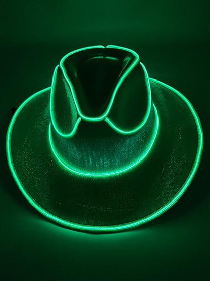 Halloween Party Western Sequined Colorful Knight Hat with Lights Green 1 piece