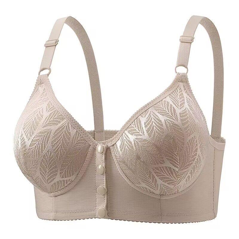 Women's Comfort Lace Front Button Bra Grey