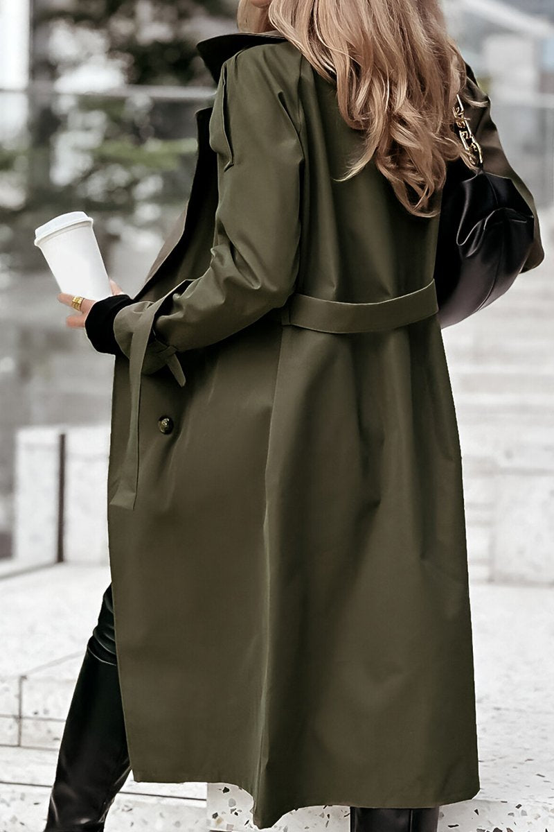 Women's Lapel Mid-length Sleeve Casual Windbreaker Coat