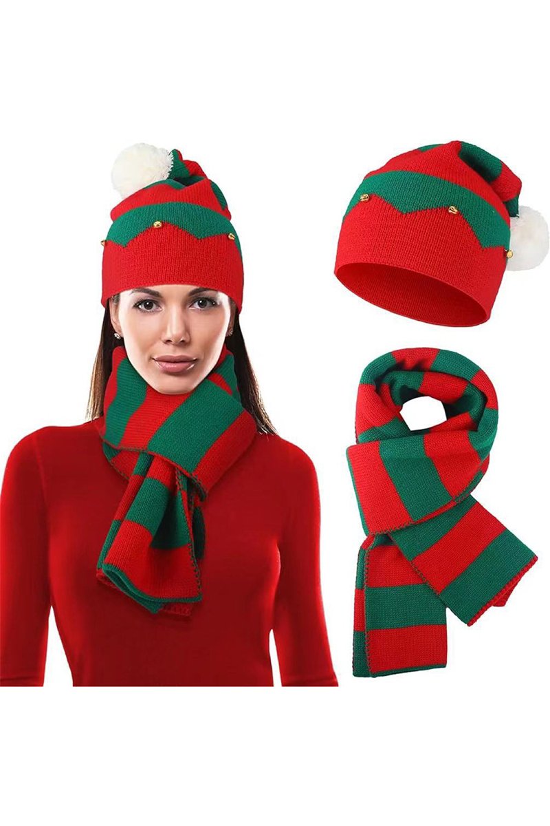 Merry Christmas Bell Hat Three-Piece Set bell-two-piece set One size