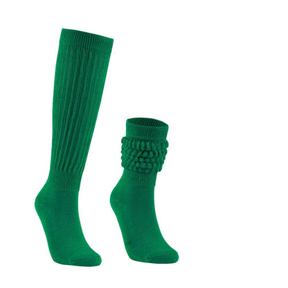 Women's Spring and Summer High Pile Socks Emerald green one size