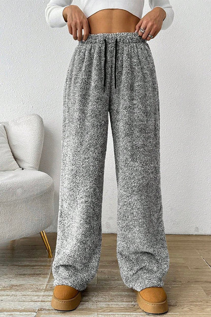 Women's Casual Solid Color Warm Plush Pants gray