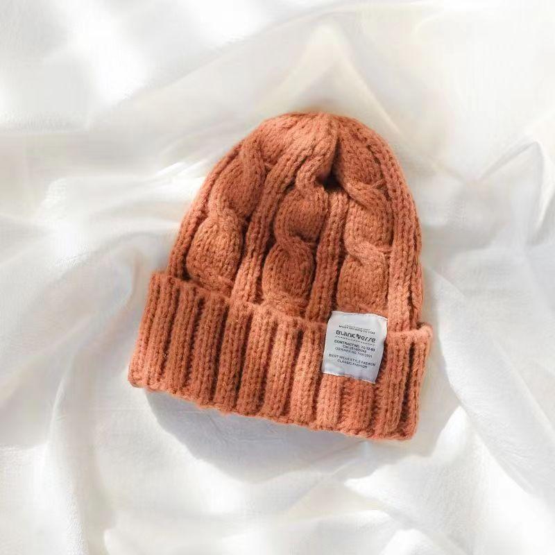 Women's Woolen Autumn and Winter All-match Face Small Knitted Hat Caramel one size