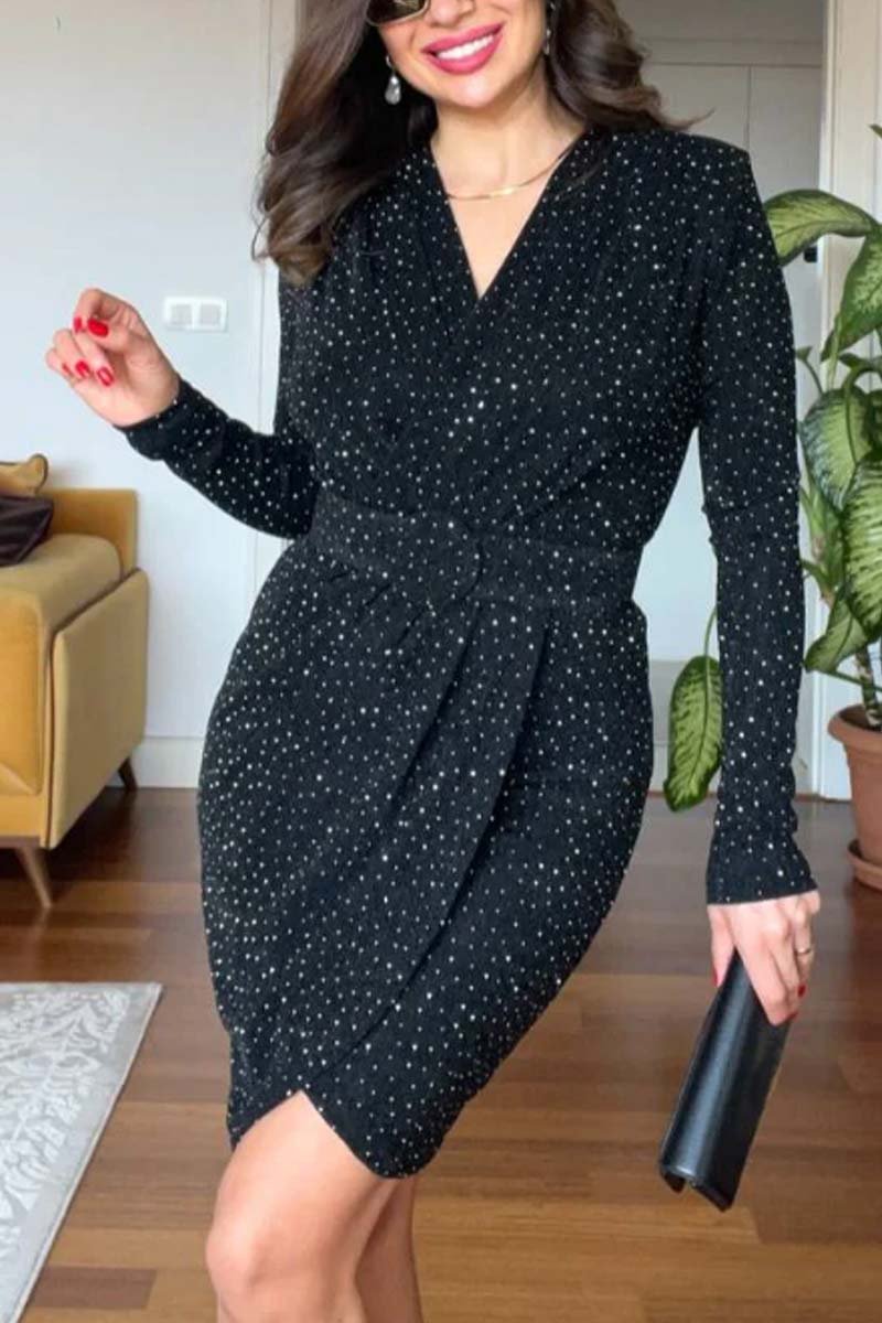 Women Say Elegant Party Diamond Mini Dress Black