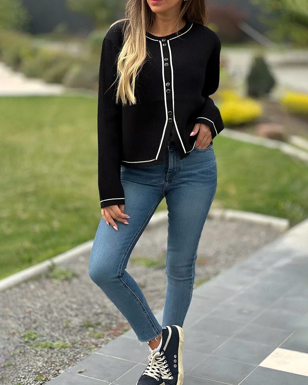 Women's Fashion Contrast Sweater