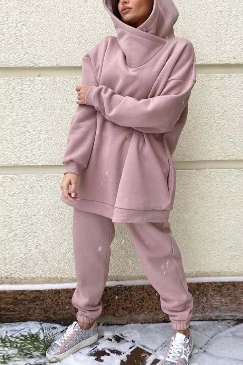 Women's fashionable casual sweatshirt two-piece set Pink