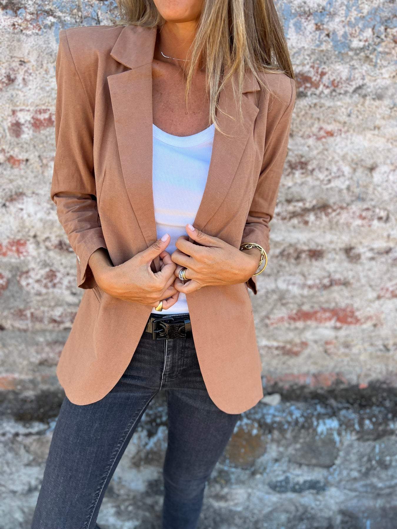 Casual Lapel Single-breasted Blazer Brown