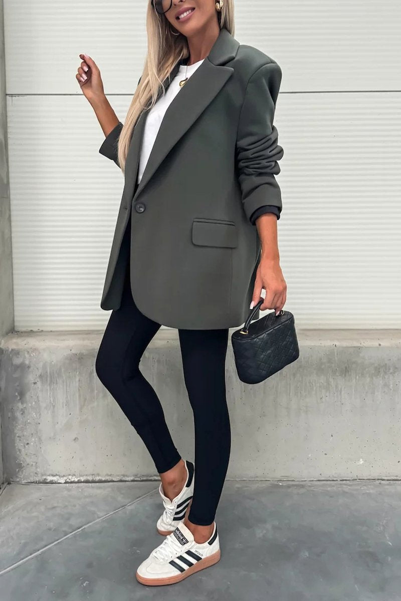 Women's Spring/fall Solid Color Lapel Suit Jacket