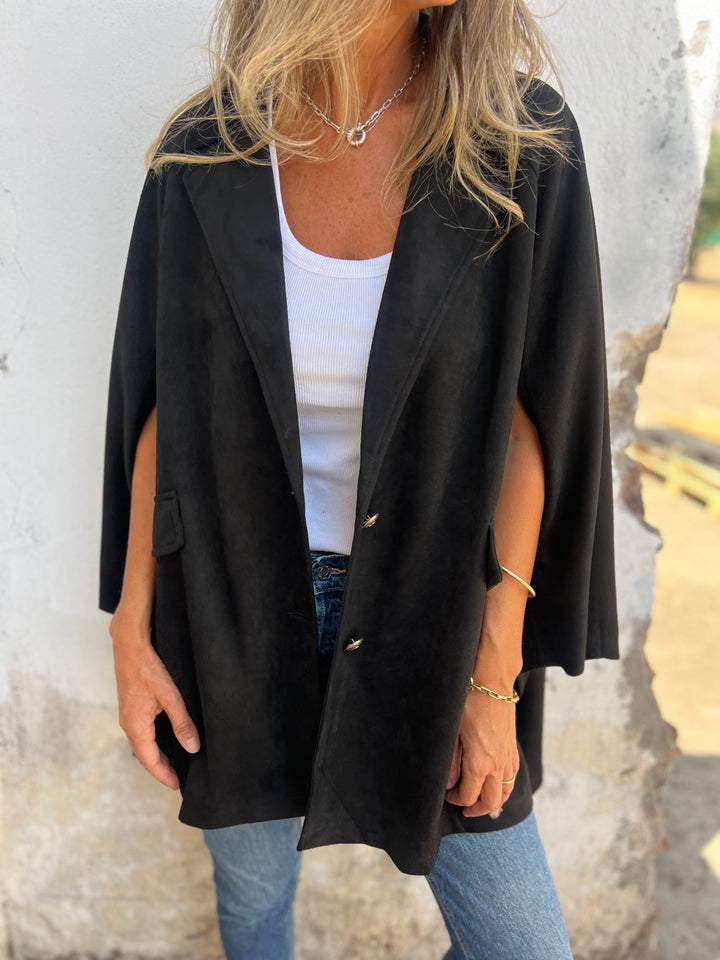 Lapel Cape Jacket black