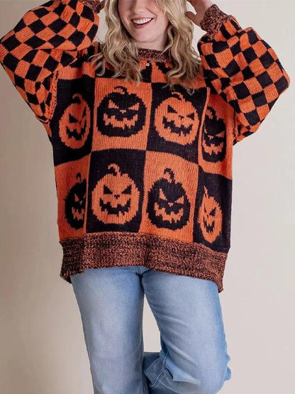 Women's Round-neck Halloween Loose Knitted Sweater orange