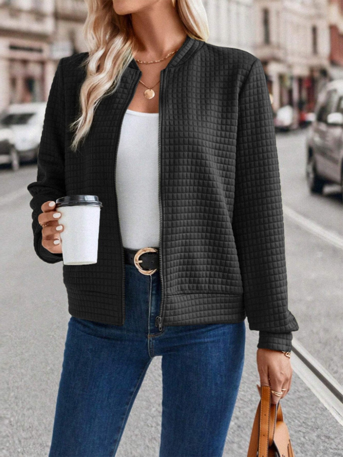 Fashionable Solid Color Small Style Jacket