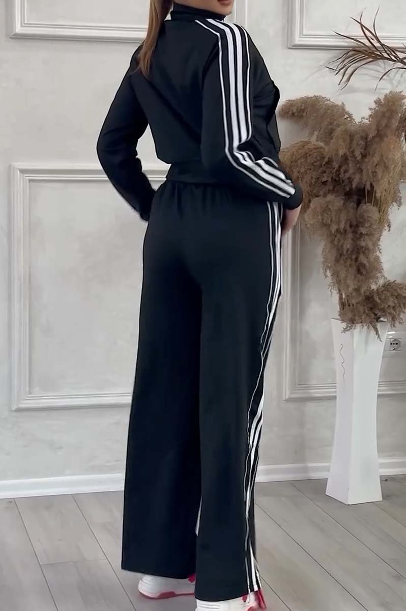 Women's Casual Side Web Contrast Sports Suit