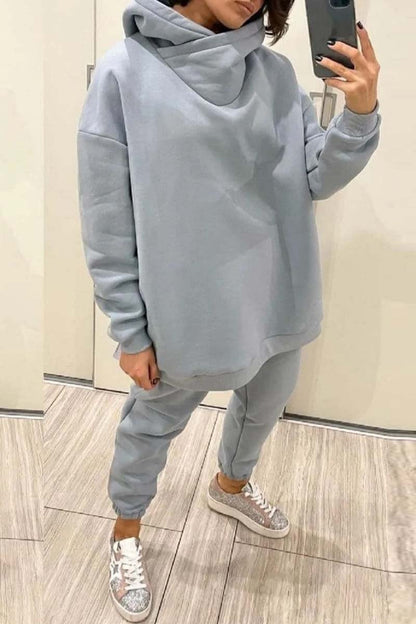 Women's fashionable casual sweatshirt two-piece set Light Gray