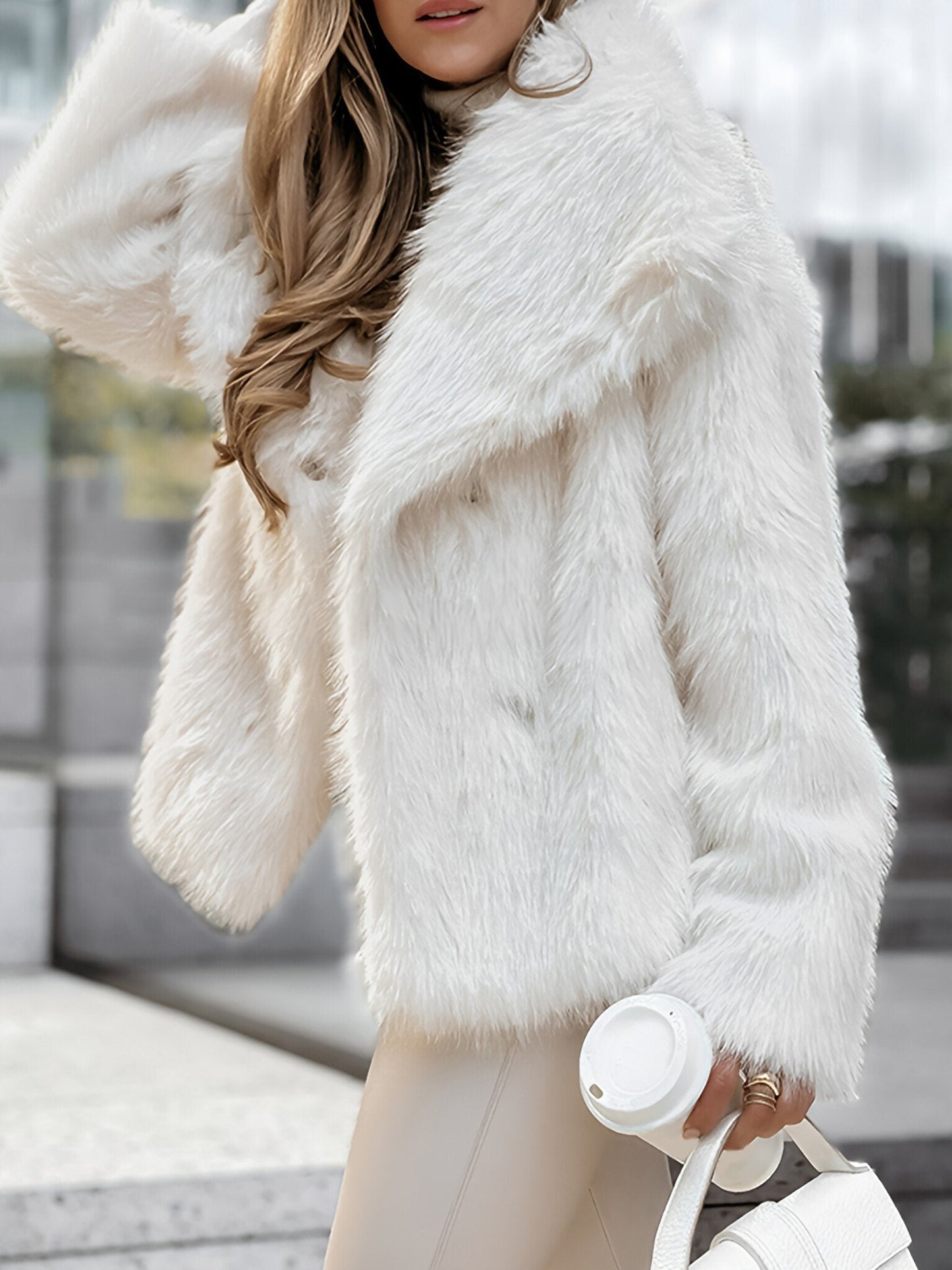 Women's Lapel Long Sleeve Plush Coat