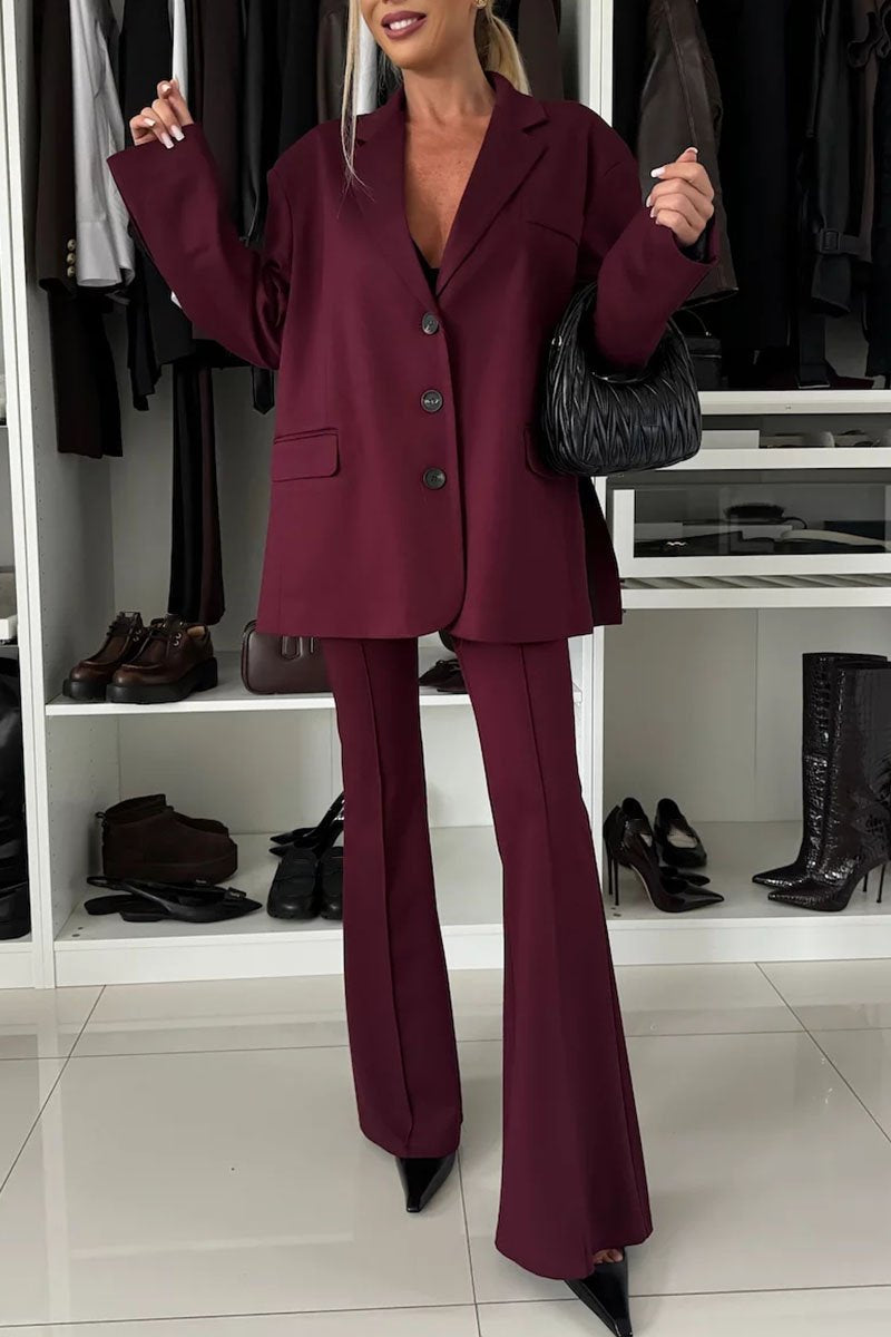 Women's Solid Color Two Piece Suit red