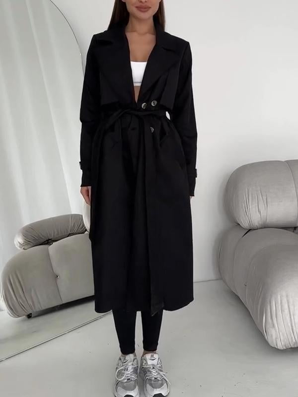 Women's Lapel Long Waist Trench Coat