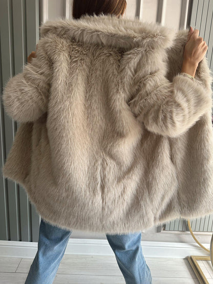 Women's Lapel Long Sleeve Plush Coat