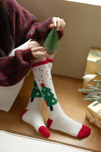 Women's Christmas Non-shedding thickened coral fleece stockings