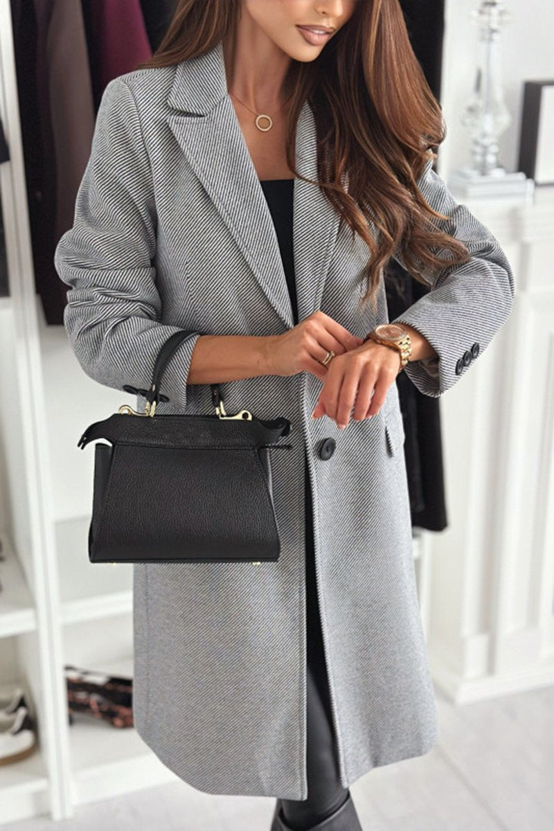 Women's Casual Solid Color Long Coat Grey