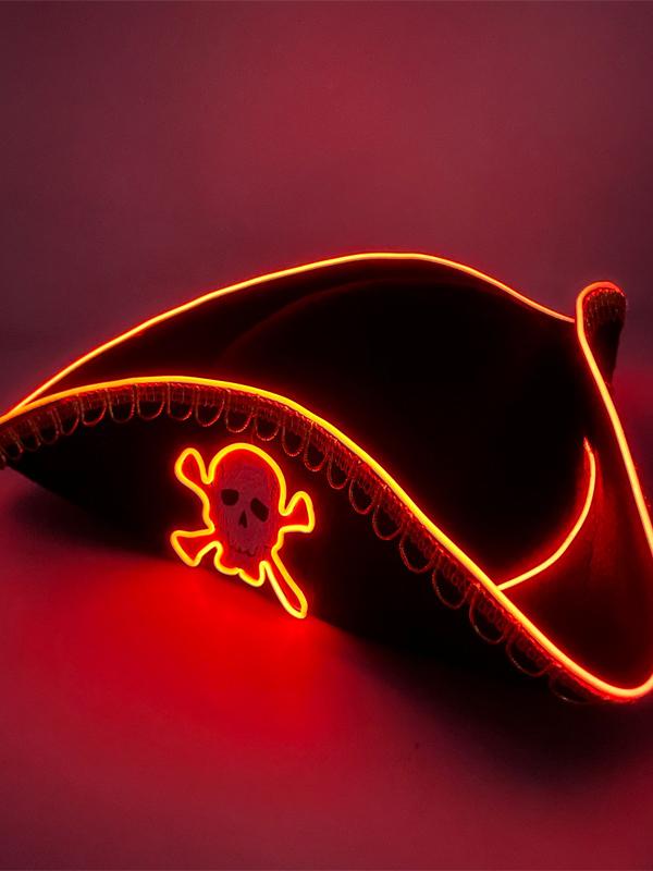 Halloween LED Luminous Caribbean Adult Pirates Hat Flash Cosplay Triangular Hat