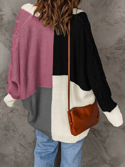 Women's Casual Colorblock Knitted Cardigan