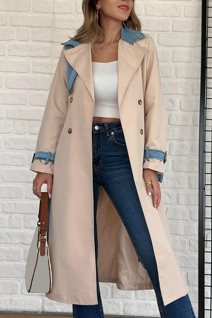 Women's Elegant Colorblocked Long Coat