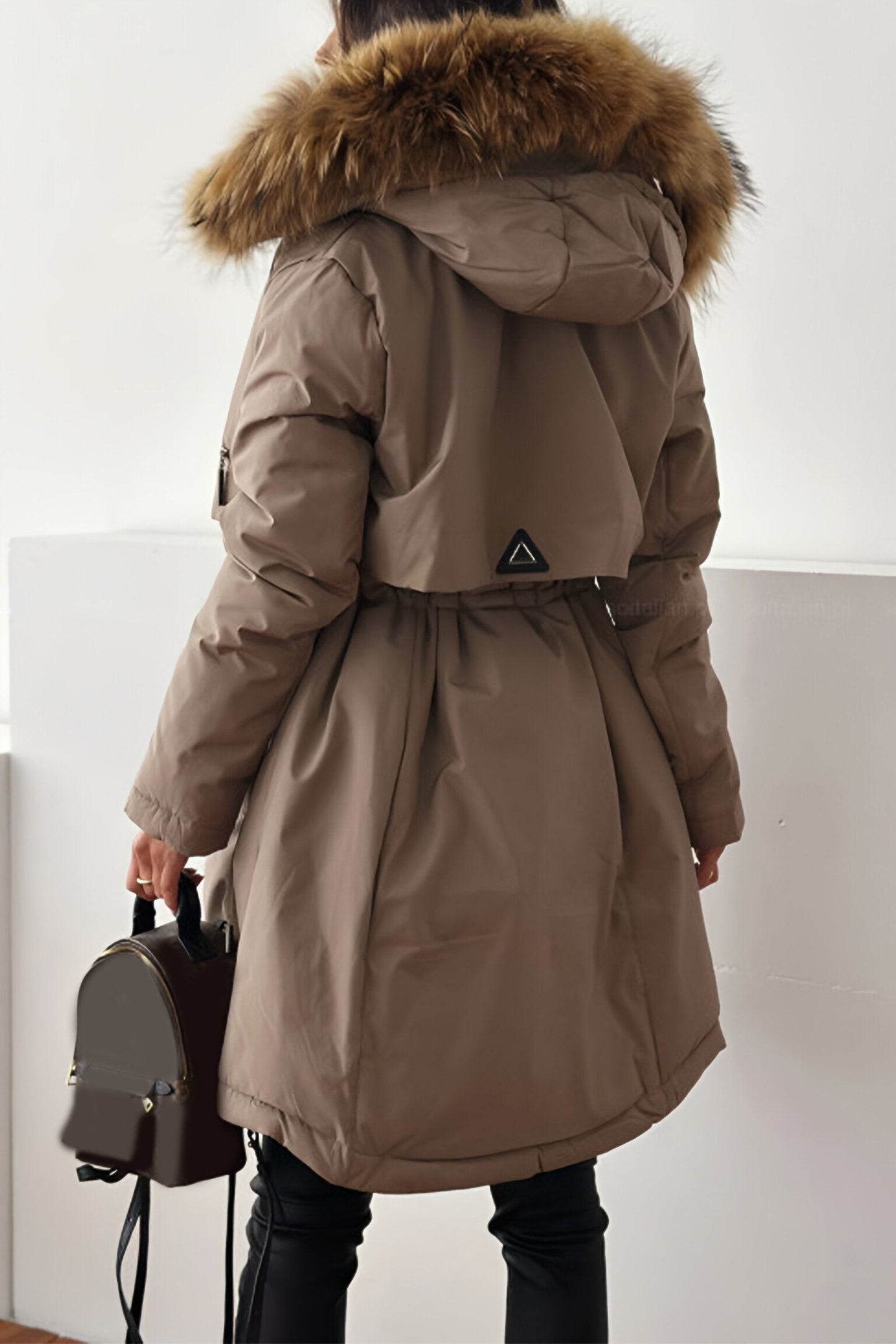 Women's Casual Hooded Fur Hat Mid-length Thick Coat