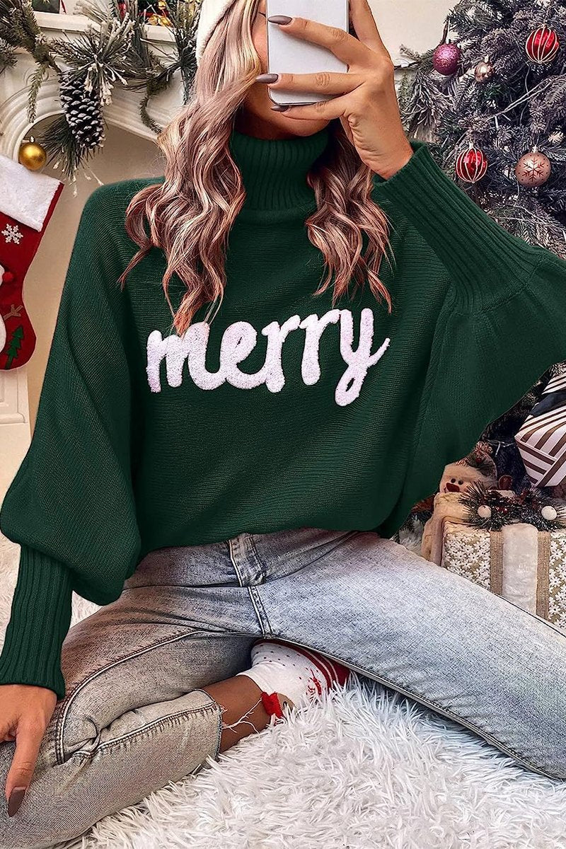 Women's Christmas High-neck Loose Sweater