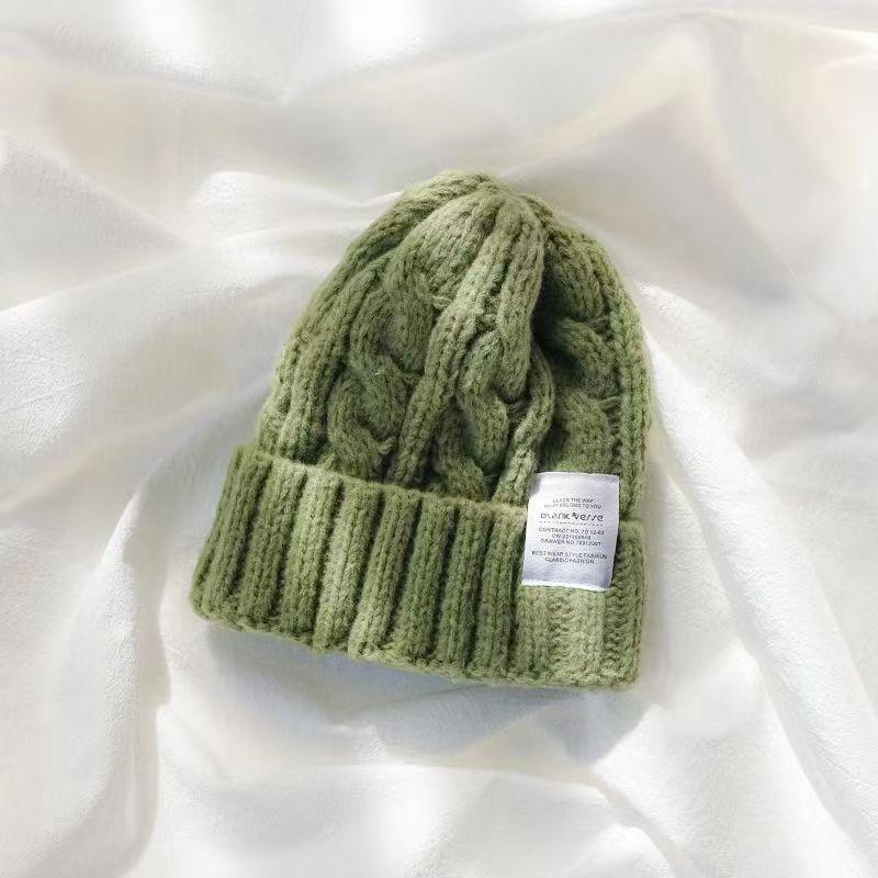 Women's Woolen Autumn and Winter All-match Face Small Knitted Hat green one size