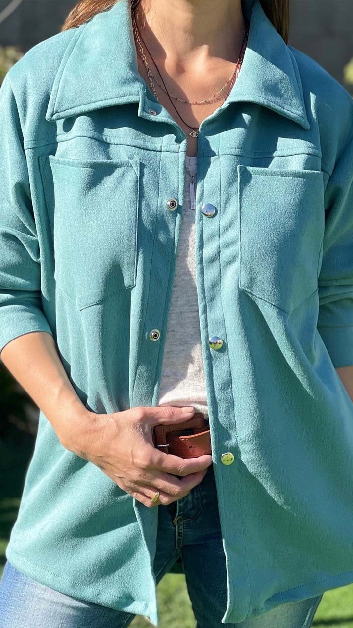 Women's Casual Solid Pocket Long Sleeve Cardigan light blue