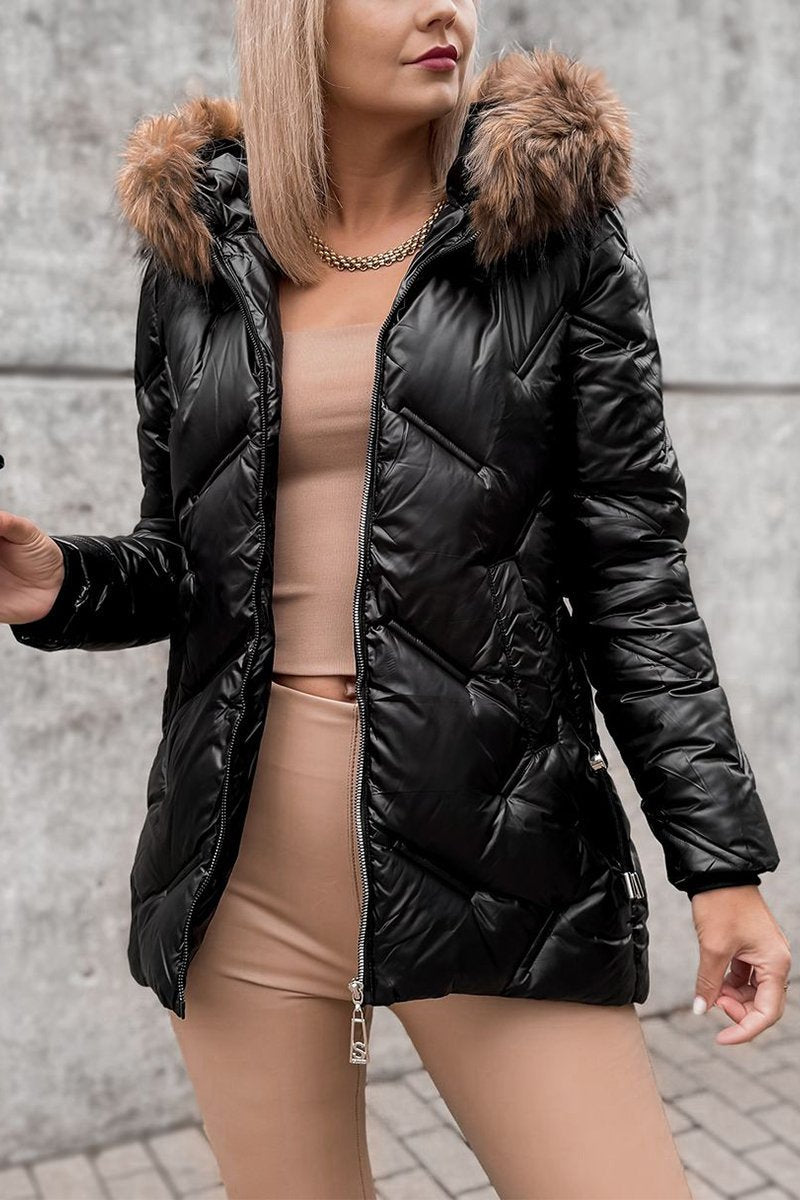 Women's Casual Hooded Thick Coat black