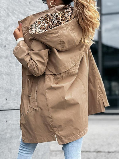 Women's Hooded Leopard Print Coat