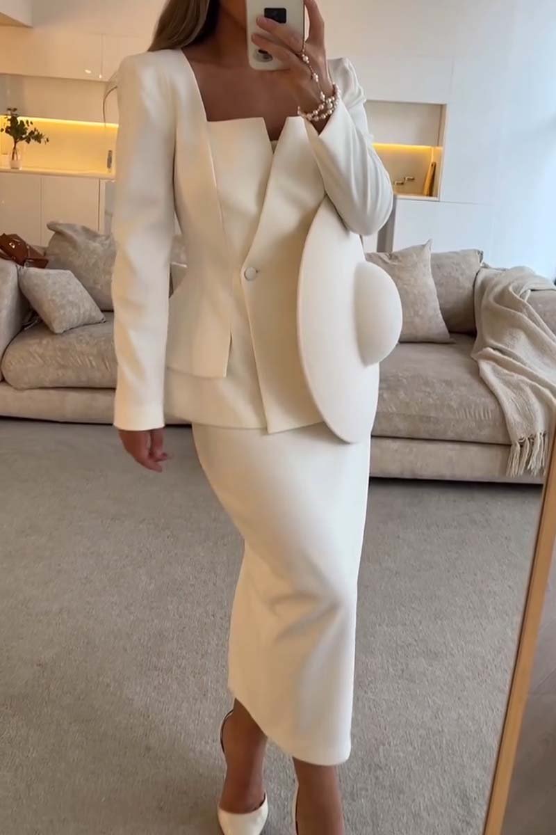 Women's Fashion Commuting Solid Color Skirt Suit