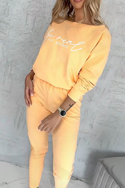 Women's Monogram Top and Pants Two-piece Set Orange