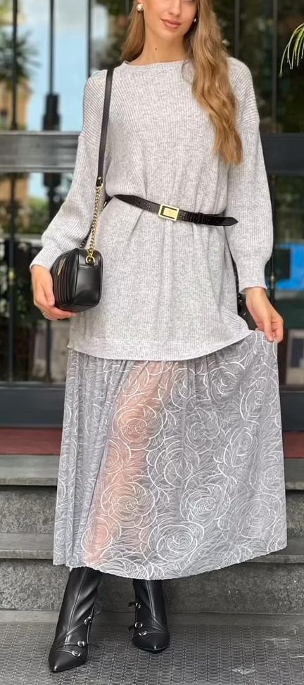 women's casual sweater dress grey