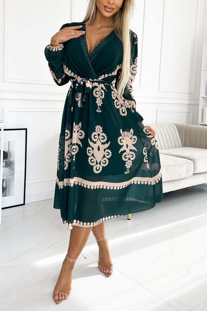 Women's Elegant High Waist Strappy Printed Dress