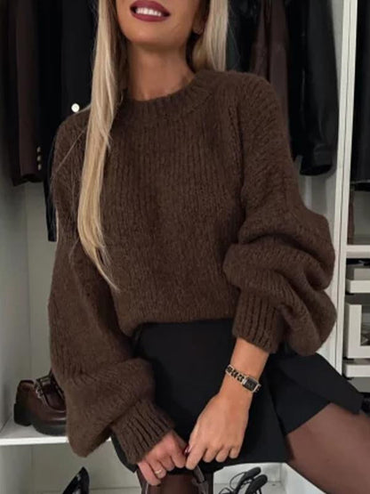 Women's Round Neck Long Sleeve Casual Sweater