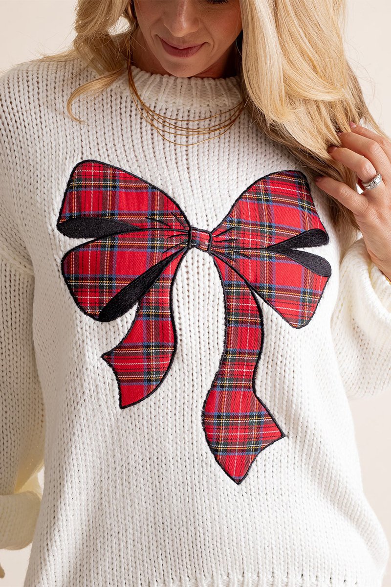 Women's Christmas Knitted Bow Sweater