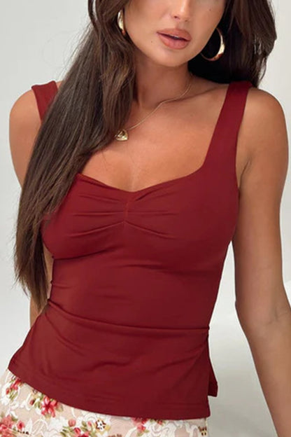 Women's Casual Sleeveless Backless Camisole T-shirt burgundy