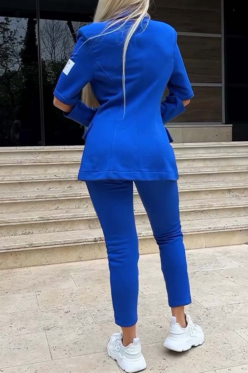 Women's Fashion Hollow Sleeve Solid Color Suit