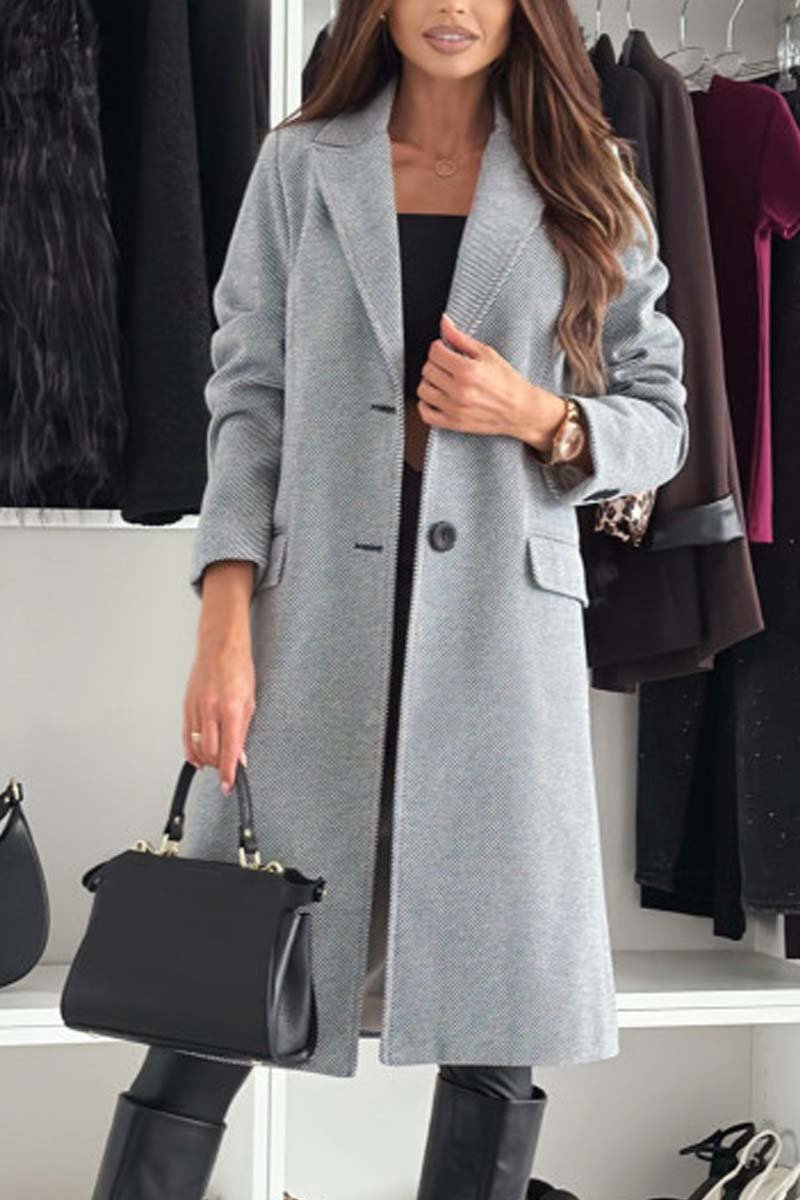 Women's fashionable double breasted coat Gray