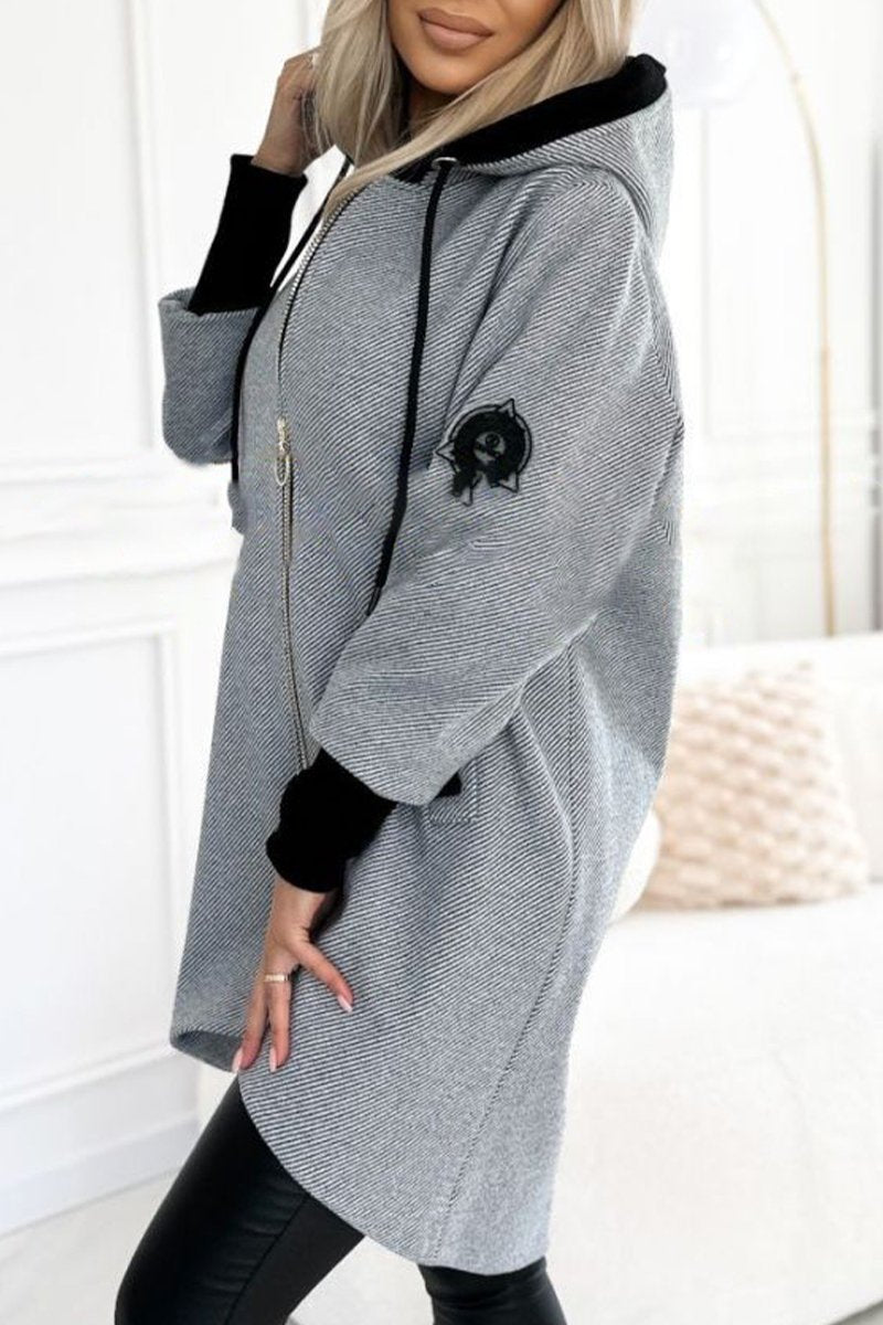 Women's Fashionable Hooded Long-sleeved Casual Coat