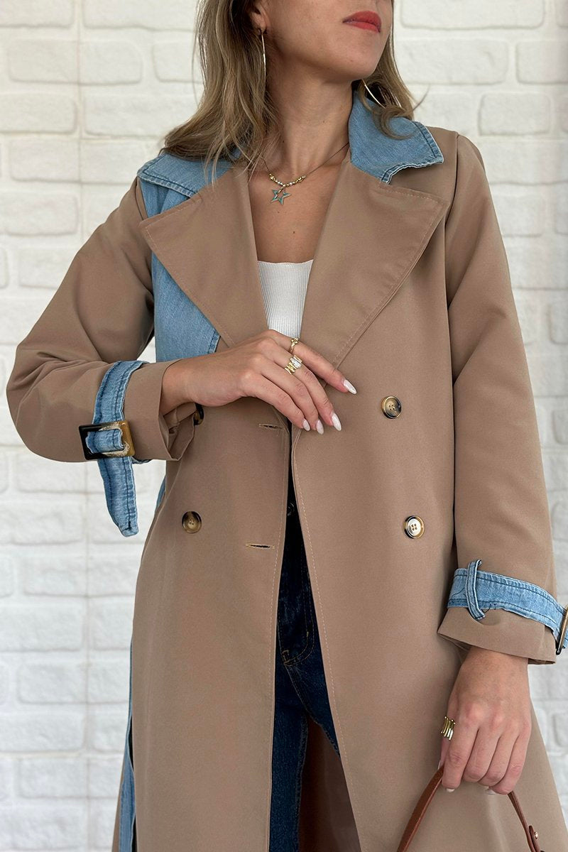 Women's Elegant Colorblocked Long Coat